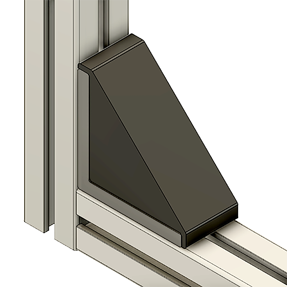 40-220-0 MODULAR SOLUTIONS ALUMINUM GUSSET<br>45MM X 90MM BLACK PLASTIC CAP COVER FOR 40-120-1, FOR A FINISHED APPEARANCE